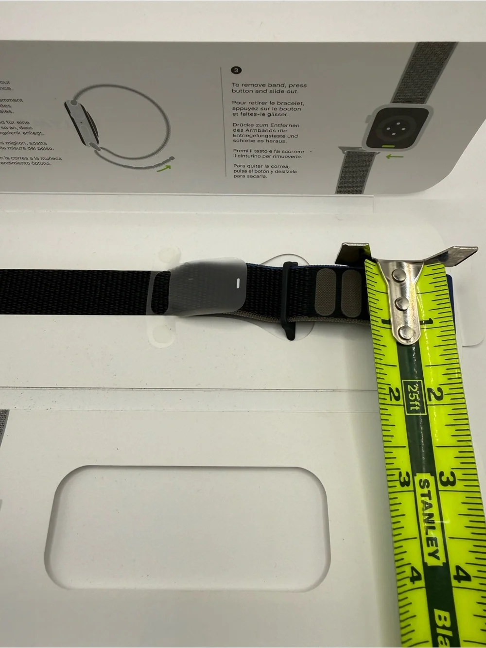 Apple Watch Black Nylon Sport Loop Band Blue Accent Official New